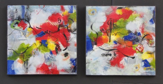 Abstract K Abstract L - Mixed Media - $190 - 10 inch by 10 inch each